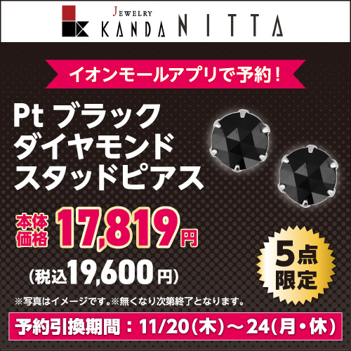 菅田株式会社 KANDA ジュエリーKANDA Mon Diad(高の原・綾川のみ) NITTA Pt ブラック ダイヤモンド スタッドピアス
