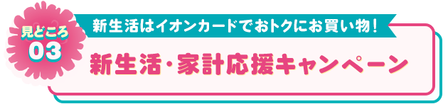 見どころ03 新生活はイオンカードでおトクにお買い物！ 新生活・家計応援キャンペーン