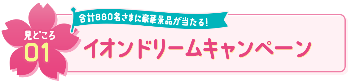 見どころ01 合計880名さまに家華景品が当たる！ イオンドリームキャンペーン