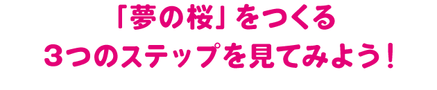 「夢の桜」をつくる3つのステップを見てみよう！