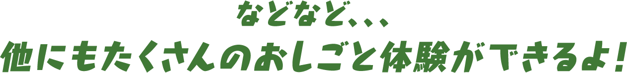 などなど、、、他にもたくさんのおしごと体験ができるよ！
