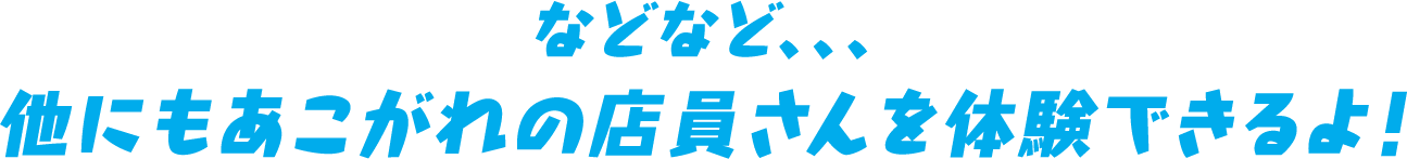 などなど、、、他にもあこがれの店員さんを体験できるよ！